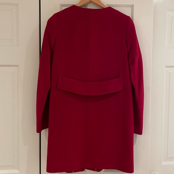 Massimo Dutti red crewneck wool coat in red - Picture 4 of 11